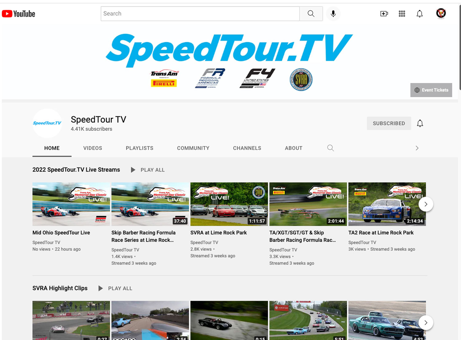 youtube speed tour tv